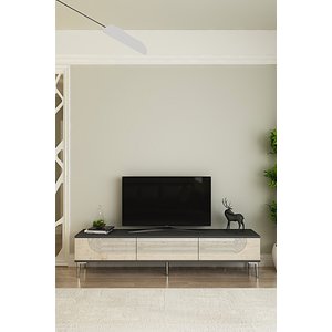 Tsa1805ats - Meyrazh Tsa180 Tv Stand, Tv Sehpasi Ve Tv Üni̇tesi̇ Antrasi̇t-traverten-silver 180cm Antrasit-Traverten-Silver