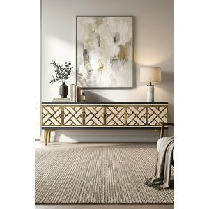 Tsa1238atg - Arextv120 Tv Stand, Tv Sehpasi Antrasi̇t - Traverten - Gold 120cm Antrasit-Traverten-Gold