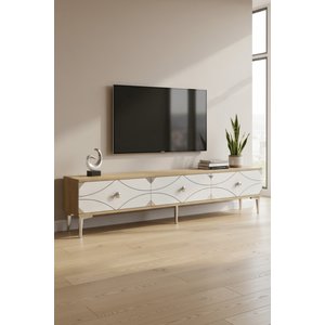 Tsa1897dbs - Alfa Tsa180 Tv Stand, Tv Sehpasi Ve Tv Üni̇tesi̇ Safi̇rmeşe - Beyaz - Silver 180cm Safirmeşe -Beyaz- Silver