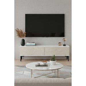 Tsa1299bt Aplos Tv Stand, Tv Sehpasi Beyaz-traverten 120cm Beyaz-Traverten Mermer