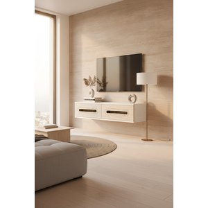 Tda1220btg - Rany120 Duvara Montaj Tv Stand, Tv Rafi, Tv Sehpasi Beyaz - Traverten - Gold 120cm Beyaz-Traverten-Gold