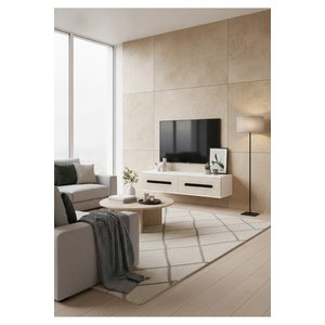 Tda1220btg - Rany120 Duvara Montaj Tv Stand, Tv Rafi, Tv Sehpasi Beyaz - Traverten - Gold 120cm Beyaz-Traverten-Gold