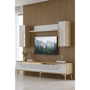Tvr1803dbg - Meyrazh Tv Sehpasi, Tv Üni̇tesi̇ Takim Safi̇rmeşe - Beyaz - Gold 180cm Safirmeşe-Beyaz-Gold