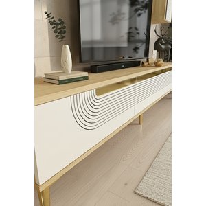 Tvr1803dbg - Meyrazh Tv Sehpasi, Tv Üni̇tesi̇ Takim Safi̇rmeşe - Beyaz - Gold 180cm Safirmeşe-Beyaz-Gold