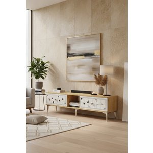 Tsa1504dbs - Mokazh Tv Stand, Tv Sehpasi Safi̇rmeşe - Beyaz - Silver 150 Cm Safirmeşe -Beyaz- Silver