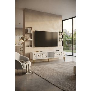 Tsa1504bg - Mokazh Tv Stand, Tv Sehpasi Beyaz - Gold 150 Cm Beyaz gold