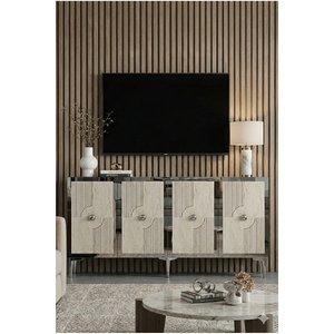 Ka1526bts Pega Konsol Ve Tv Sehpasi Beyaz-traverten-si̇lver 150cm Beyaz-Traverten-Silver