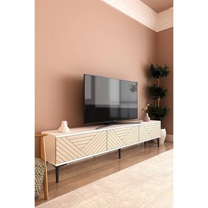 Tsa1804bt - Ferrozh Tv Stand, Tv Sehpasi Beyaz-traverten 180cm Beyaz-Traverten Mermer