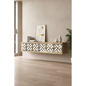 Tda1238dbg - Arex120 Duvara Montaj Tv Stand, Tv Rafi, Tv Sehpasi Safi̇rmeşe - Beyaz - Gold 120cm Safirmeşe-Beyaz-Gold