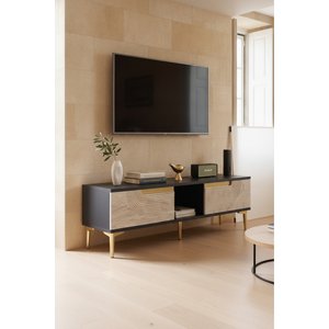 Tsa1508atg - Meyrazh Tv150 Tv Stand, Tv Sehpasi Antrasi̇t - Traverten - Gold 150 Cm Antrasit-Traverten-Gold