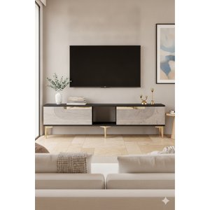 Tsa1508atg - Meyrazh Tv150 Tv Stand, Tv Sehpasi Antrasi̇t - Traverten - Gold 150 Cm Antrasit-Traverten-Gold