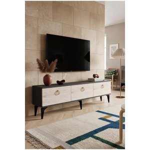 Tsb8001at - Julzh Tv Stand , Tv Sehpasi Antrasi̇t - Traverten 180 Cm Antrasit-Traverten