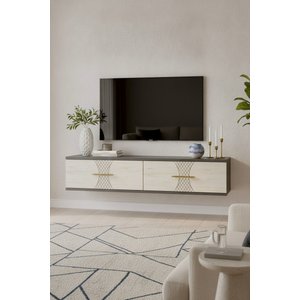 Tda1232at Sli̇mzh Duvara Montaj Tv Stand, Tv Rafi Antrasi̇t - Traverten 120 Cm Antrasit-Traverten