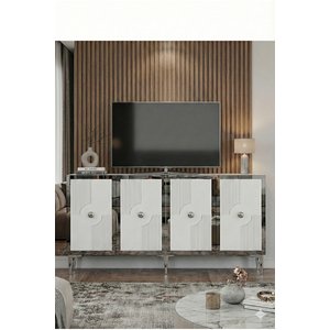 Ka1526bs Pega Konsol Ve Tv Sehpasi Beyaz-si̇lver 150cm Beyaz Silver