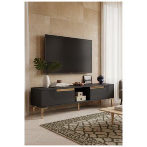 Tsa1508ag - Meyrazh Tv150 Tv Stand, Tv Sehpasi Antrasi̇t - Gold 150 Cm Antrasit Gold