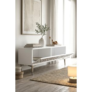 Tsa1238bs - Arextv120 Tv Stand, Tv Sehpasi Beyaz - Silver 120cm Beyaz Silver
