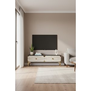 Tsa1297atg - Alfa Tsa120 Tv Stand, Tv Sehpasi, Tv Üni̇tesi̇ Antrasi̇t - Traverten - Gold 120cm Antrasit-Traverten-Gold