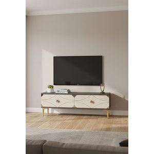 Tsa1297atg - Alfa Tsa120 Tv Stand, Tv Sehpasi, Tv Üni̇tesi̇ Antrasi̇t - Traverten - Gold 120cm Antrasit-Traverten-Gold