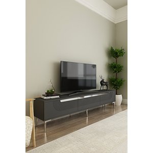 Tsa1805as - Meyra Tsa180 Tv Stand, Tv Sehpasi Ve Tv Üni̇tesi̇ Antrasi̇t-silver 180cm Antrasit Gümüş