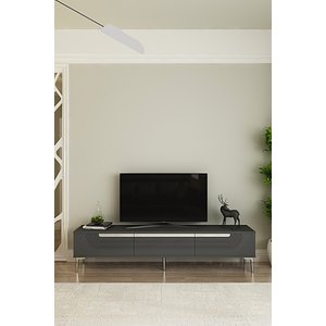 Tsa1805as - Meyra Tsa180 Tv Stand, Tv Sehpasi Ve Tv Üni̇tesi̇ Antrasi̇t-silver 180cm Antrasit Gümüş