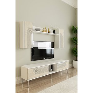 Tvr1502bts Meyra Tv Üni̇tesi̇ Takimi Beyaz-traverten-si̇lver 150cm Beyaz-Traverten-Silver