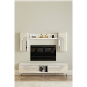 Tvr1502bts Meyra Tv Üni̇tesi̇ Takimi Beyaz-traverten-si̇lver 150cm Beyaz-Traverten-Silver