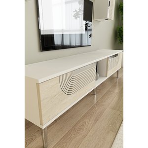 Tvr1502bts Meyra Tv Üni̇tesi̇ Takimi Beyaz-traverten-si̇lver 150cm Beyaz-Traverten-Silver