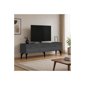 Tsa1840ag - Tv Stand, Tv Sehpasi Ve Tv Üni̇tesi̇ Antrasi̇t - Gold 180 Cm Antrasit Gold