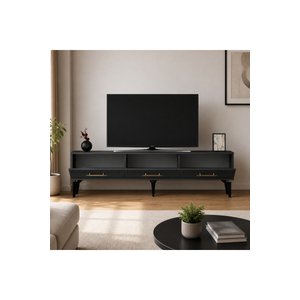 Tsa1840ag - Tv Stand, Tv Sehpasi Ve Tv Üni̇tesi̇ Antrasi̇t - Gold 180 Cm Antrasit Gold