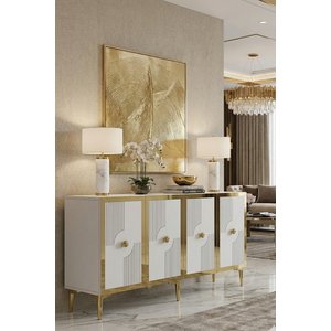 Ka1526bg Pega Konsol Ve Tv Sehpasi Beyaz-gold 150cm Beyaz gold