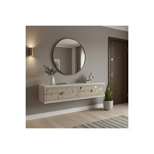 Da1207btg Mokka Dresuar, Antre Hol Rafi Beyaz-traverten-gold 120cm Beyaz-Traverten-Gold