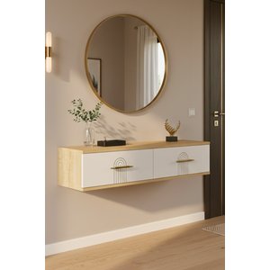 Da1215db - İda Dresuar, Antre Hol Rafi, Ayaksiz Tv Sehpasi, Safi̇rmeşe - Beyaz 120cm Safirmeşe-Beyaz