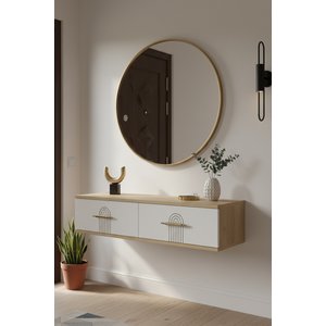Da1215db - İda Dresuar, Antre Hol Rafi, Ayaksiz Tv Sehpasi, Safi̇rmeşe - Beyaz 120cm Safirmeşe-Beyaz
