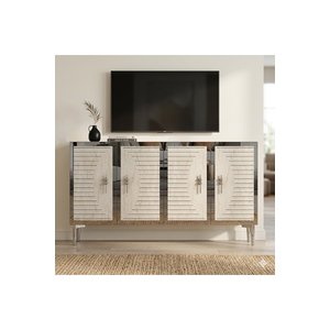 Ka1207bts Tuna Konsol Ve Tv Sehpasi Beyaz - Traverten - Silver 120cm Beyaz-Traverten-Silver