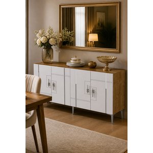 Ka1542dbs Madezh Konsol, Tv Sehpasi Safi̇rmeşe - Beyaz - Silver 150 Cm Safirmeşe -Beyaz- Silver