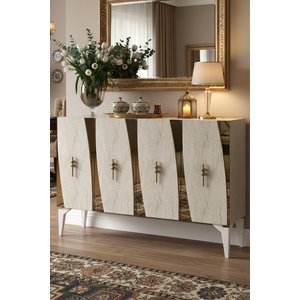 Ka1213btg Eli̇ps Konsol Ve Tv Sehpası Beyaz-traverten-gold 120cm Beyaz-Traverten-Gold