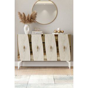 Ka1213btg Eli̇ps Konsol Ve Tv Sehpası Beyaz-traverten-gold 120cm Beyaz-Traverten-Gold