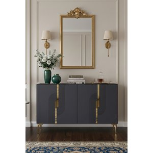 Ka1208ag Meyra Konsol, Ve Tv Sehpasi Antrasi̇t-gold 120cm Antrasit Gold