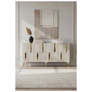 Ka1531btg Notazh Konsol, Tv Sehpasi Beyaz - Traverten- Gold 150 Cm Beyaz-Traverten-Gold
