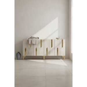 Ka1531btg Notazh Konsol, Tv Sehpasi Beyaz - Traverten- Gold 150 Cm Beyaz-Traverten-Gold