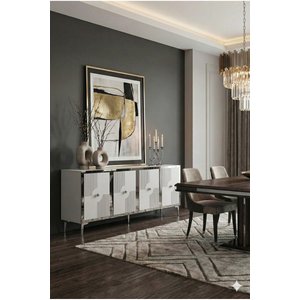 Ka1811bs Pega Konsol ,tv Sehpasi Beyaz-si̇lver 180cm Beyaz Silver
