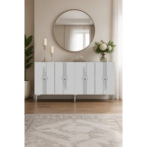 Ka1543bs Lurazh Konsol, Tv Sehpasi Beyaz - Silver 150 Cm Beyaz Silver