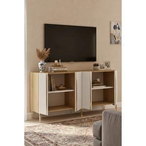 Ka1598dbg Anka150 Konsol, Kahve Köşesi̇, Tv Sehpasi Ve Dolap Safi̇rmeşe - Beyaz - Gold 150cm Safirmeşe-Beyaz-Gold