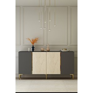 Ka1524atg Poli̇ Konsol Ve Tv Sehpasi Antrasi̇t-traverten-gold 150cm Antrasit-Traverten-Gold