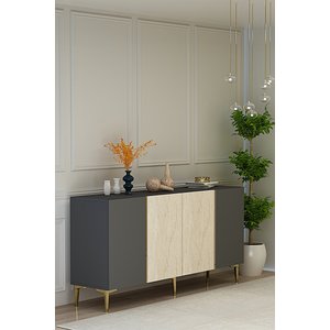 Ka1524atg Poli̇ Konsol Ve Tv Sehpasi Antrasi̇t-traverten-gold 150cm Antrasit-Traverten-Gold