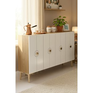 Ka1235db Enlem120 Konsol, Kahve Köşesi̇ Ve Tv Sehpasi, Çok Amaçli Dolap Safi̇rmeşe - Beyaz 120cm Safirmeşe-Beyaz