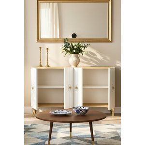 Ka1235db Enlem120 Konsol, Kahve Köşesi̇ Ve Tv Sehpasi, Çok Amaçli Dolap Safi̇rmeşe - Beyaz 120cm Safirmeşe-Beyaz