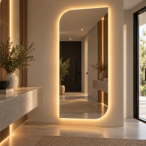 Asimetrik Dokunmatik Dimmerli Led Işıklı Boy Aynası – Çerçevesiz 50x150 cm