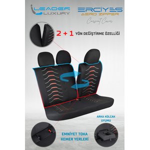 Ford Focus St Lüx Deri Detaylı Keten Oto Koltuk Kılıfı Ön Arka Takım Erciyes Serisi Dark Siyah Dark