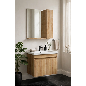 Evo Açık Meşe Everest Lavabo Dolabı Takımı Dolaplı 65 Cm